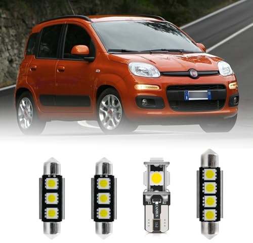 njssjd 6 pezzi di plafoniera a LED bianca, Lampada da bagagliaio, luce targa per F.iat Panda III 2012-2024, super luminosa, 6000K, kit di illuminazione interna e strumento di installazione