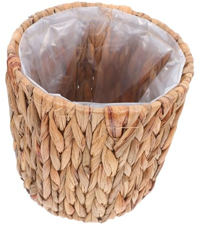 Vaguelly Handwoven Straw Plant Holder with Liner 20x20cm Seagrass Basket for Indoor Plants Storage and Home Decor