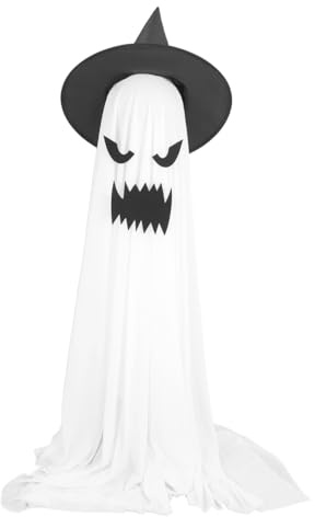 Cabilock Halloween Ghost Decoration, 65Inch Standing Light-Up Ghost Scary Halloween Fall Yard Decorations Spooky Props with Remote Control for Garden Front Door Lawn Porch Outdoor (Style B)