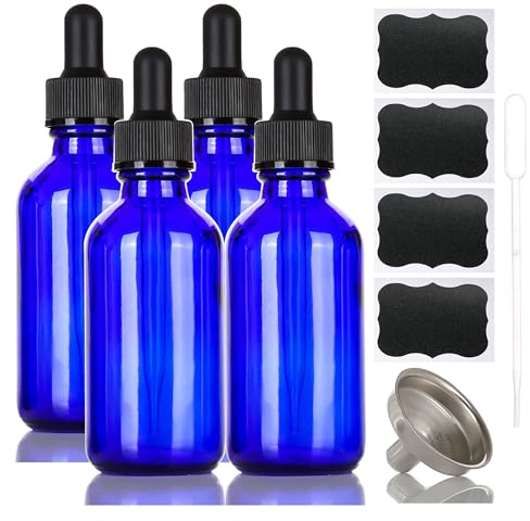 ALIFEIA 4 Stück 60ml Glastropfflaschen blau