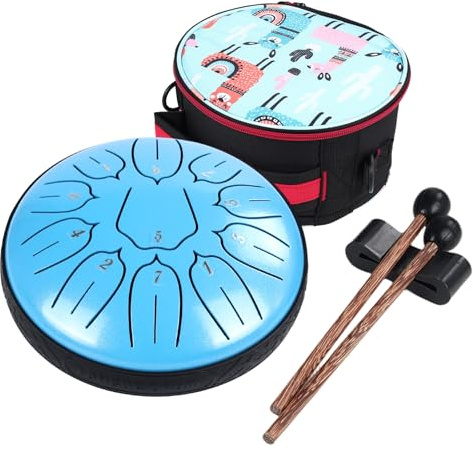 Ubblove Steel Tongue Drum Instruments - 6 Zoll 11 Noten D Key Metal Steel Drums mit Tasche - Percussion Instrument für Musikerziehung, Entspannung, Meditation und Geschenke - Blau