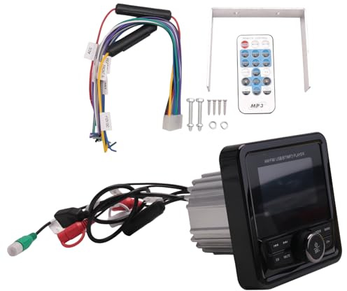 Asyduey Radio Marina FM Am MP3 Reproductor Multimedia EstéReo Impermeable Bluetooth USB AUX Receptor para UTV ATV SPA RZR