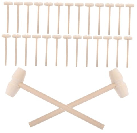 WHAMVOX 30pcs Mini Wooden Mallet Solid Wood Hammer for Chocolate Breaking and Crab Cracking Educational for Grip and Coordination Development