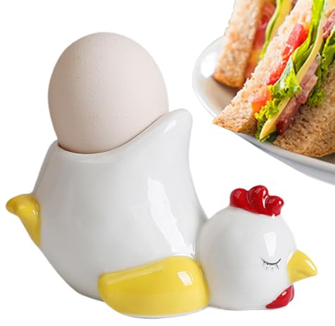 Coquetier en céramique de style européen en forme de poule - 11,2 x 7,1 x 6,4 cm - Joli plateau à œufs frais pour petit déjeuner - Décoration pour cuisine, table à manger et décoration d'intérieur