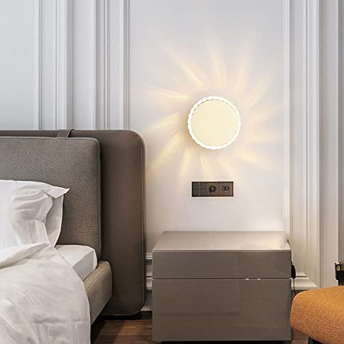 KKXXYQFC Lampada da parete a LED rotonda, applique da parete, lampada da soffitto, 6W, modalità 3 colori, apparecchio di illuminazione a parete, lampade per testiera M, luci da parete per interni, per