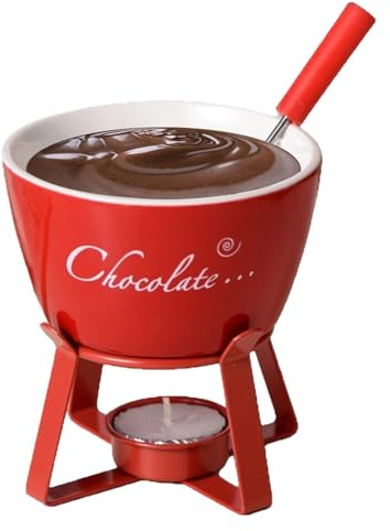 Generico Para fondue – para chocolate negro 12,5 x 10,3 cm | Mini calentador de cerámica, taza para fundir el chocolate, juego para fondue, para fiestas de cumpleaños de Navidad, camping, picnics