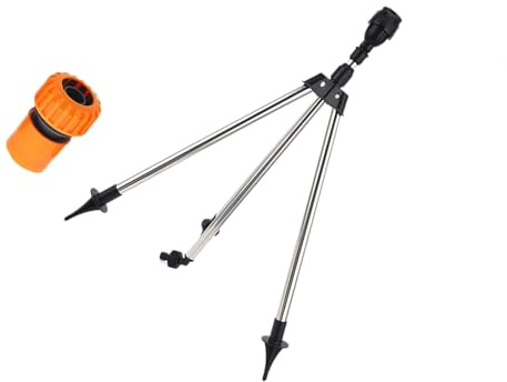 Irrigatore espandibile da giardino in acciaio inox con ugelli intercambiabili da 3/4 connettore a sgancio rapido facile da montare a terra treppiede irrigatore per grandi giardini