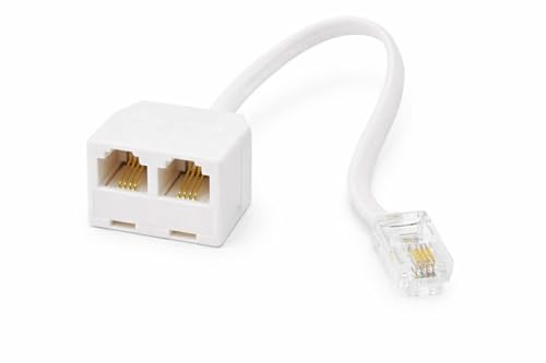 Harrista RJ11 Telephone Splitter Adapter – 1 Male to 2 Female Phone Line Splitter Connector (White)