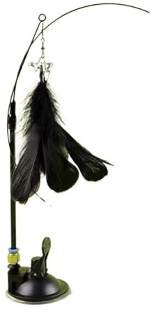 HLGDSWO Teaser for gatti a forte ventosa con campana su asta lunga, giocattolo staccabile for gatti(Black suction cup)