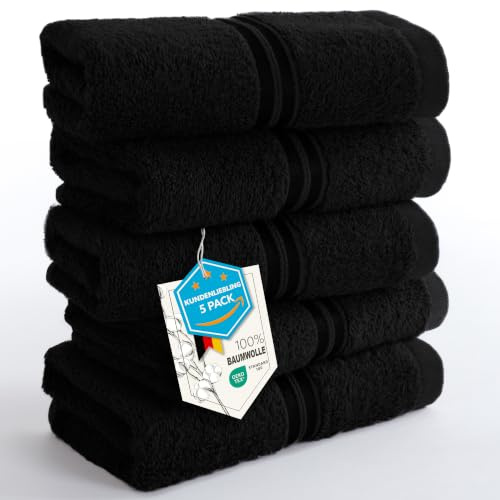 Hammetex gästhanddukar, set om 5, 30 x 50 cm, 100 % bomull frotté | OEKO-TEX-certifierad, mjuk och absorberande, frotté, med hängare, för badrum, gästtoalett och kök