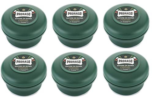 Proraso 6x Rasierseife 150ml Eukalyptus, Menthol, Glycerin für empfindliche Haut von Herren