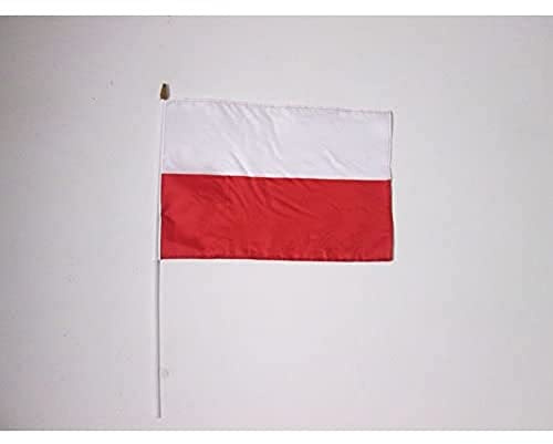 AZ FLAG Bandera de Polonia 45x30cm con Palo - Lote de 10 Bandera POLACA 30 x 45 cm
