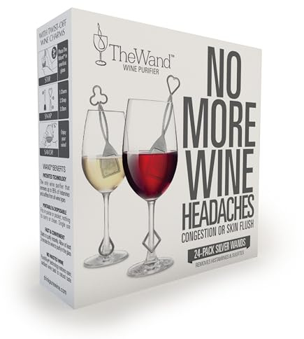 Silver Wine Wands Filter & Purifier by PureWine - (3) Wine Stick Accessories Remove Histamines and sulfites - Great for Gifting, Christmas, Wedding, Present