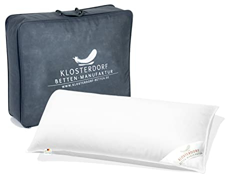 Klosterdorf Bettenmanufaktur Premium Kopfkissen ''natürlich'' - 40x80 cm - 575 Gramm - Handarbeit aus Deutschland - Für einen gesunden Schlaf