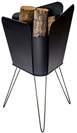 VASNER Merive M2 Feuerkorb Stahl schwarz Edelstahl Beine 48 x 50 x 78 cm modern eckig Feuerstelle Feuerschale für Terrasse & Garten Deko