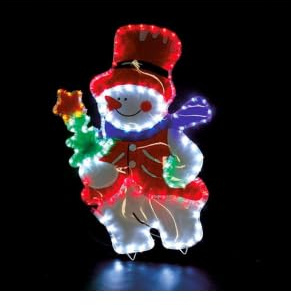 HomeZone Garden Mile Large 85cm Snowman Rope Light - Pre-Lit Christmas Decorations with 5m Multi-Colored LED Lights for Indoor or Outdoor Use - Festive Fairy Light Decor for Magical Holiday Season