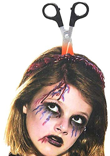 LoveLegis Banda para el Pelo con Tijeras - Efecto Sangriento - Zombie - Horror - Disfraces - Halloween - Carnaval - Idea de Regalo para cumpleaños