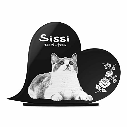 CHRISCK design Grabstein Gedenkstein aus hochwertigem Hochglanz Acrylglas (bruchsicher/wetterfest) Grabplatte mit Gravur/Fotogravur ab 18x14 cm Gedenktafel für Menschen Andenken Außenbereich