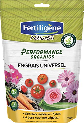 Fertiligène NATUREN POEUN7 - Engrais Performance Organics Universel UAB 700 g - Résultats dès 1 Semaine - Plantes ornementales et potagères - avec extraits végétaux enrichi en Guano Marin - pour 28m²