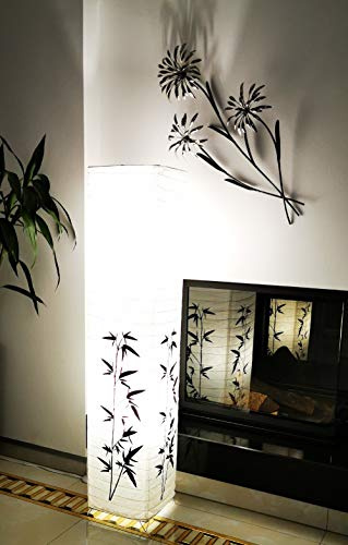 Trango 1216 l modern design LED-golvlampa * KOREA* rispapper * HANDMADE* med bambumotiv inkl. 2 x E14 LED-lampor I form: fyrkantig I höjd: ca 125 cm I vardagsrum I golvlampa I rispapper