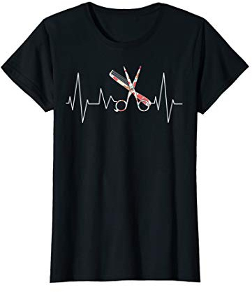 Damen Friseur Friseurin Geschenk Azubi Gesellin Herzschlag T-Shirt