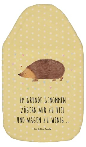 Mr. & Mrs. Panda Wärmflasche Igel Herzen - Geschenk, Wärmflaschenbezug, lustige Sprüche, Wärmekissen, Wärmflasche mit Bezug, Tiermotive, Vertrauen,