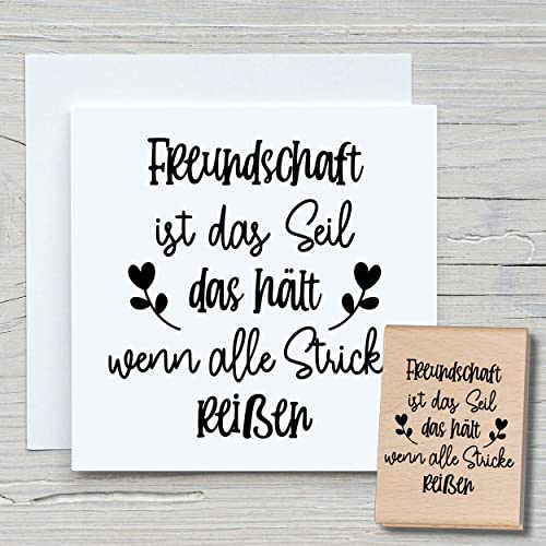 NEWSTAMPS Stempel Freundschaft ist das Seil Motivstempel groß aus Holz & Gummi zum Karten basteln, Holzstempel, Sprüche, Spruchstempel, Textstempel, Schrift, Scrapbook, Textilstempel, Deko