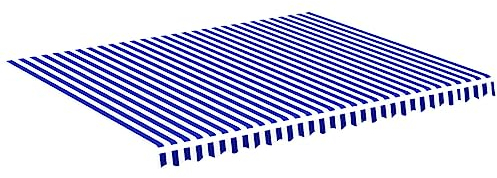 vidaXL Tissu de Remplacement pour Auvent Toile d'Auvent Tissu de Rechange pour Store Banne de Jardin Patio Terrasse Extérieur Bleu et Blanc 4,5x3,5 m