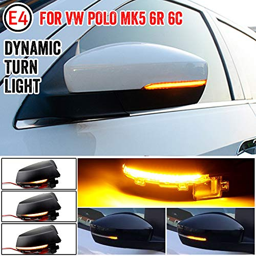 QKLsudua Set di 2 luci lampeggianti sequenziali dinamiche compatibili con V-W POLO MK5 6R 2009-2013/POLO 6C 2014-2017 Gruppo Luci LED Indicatori di Direzione Specchietto Laterale