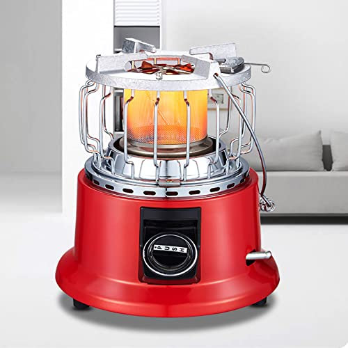 2-in-1 Portable Propane Heater and Stove, 3.7 kw Portable Gas Heater Outdoor, Camping Mini Heater for Ice Fishing Backpacking Hiking Hunting Survival Emergency (Color : Red)