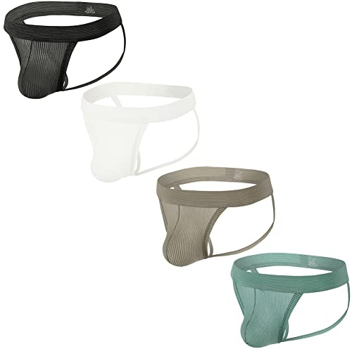 Sommarkod herr suspensoar bekväma män sport suspensoar underkläder för gym sport atletisk support, 4-pack Mix 3, S