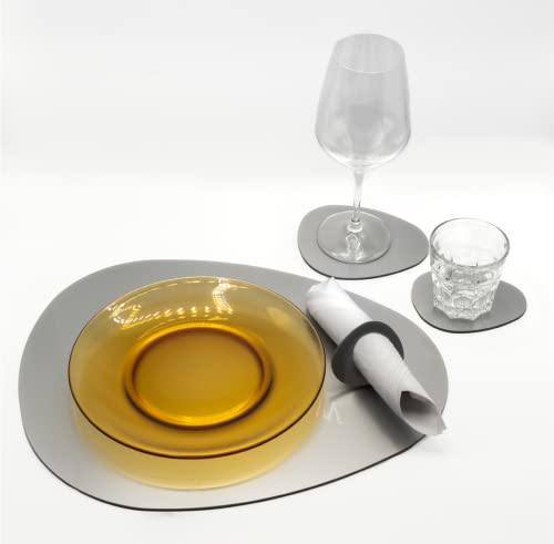 IKONA INNOVATION PLASTICS DESIGN SET MISE EN PLACE A GOCCIA | 1 SOTTO PIATTO (39X31cm), 2 SOTTO BICCHIERI (13X11cm e 11X9cm) e 1 PORTA TOVAGLIOLO (Oro)