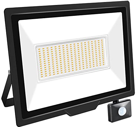 SKYWORLD Security Lights Outdoor Motion Sensor Led 200W, 20000LM Floodlights with PIR Sensor IP66 Waterproof Ultra Thin Garden Light Warm White 6000K for Construction Site, Backyard, Garage 1PCS