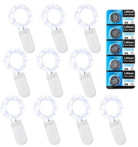 Etinga 10 Pack Fairy Lights Battery Operated String Lights, 10 LED on 3.3ft Silvery Copper Wire，for Flowers Gift Box Wedding Party Christmas Decoration (10 Pack, Cool White)