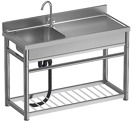 Lavello Indipendente in Acciaio Inox per Ristorante - Vasca Singola Grande per Esterni, Uso Industriale, Bar, Hotel, Garage, Lavanderia