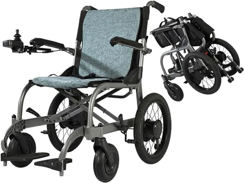 Fauteuils Roulants Électriques Pliants pour Adultes, Compact Mobility Aid Wheelchairs, Transit Chaise Voyage avec Ceinture Sécurité Léger Fauteuil Roulant Autopropulsé