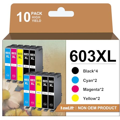 NewLift 603XL Druckerpatronen Kompatibel für Epson 603 XL 603 Tintenpatronen für XP 3100 Expression Home XP-2100 XP-2105 XP-2150 XP-2155 XP-3100 XP-3105 XP-3150 XP-3155 Workforce WF-2810(10er-Pack)
