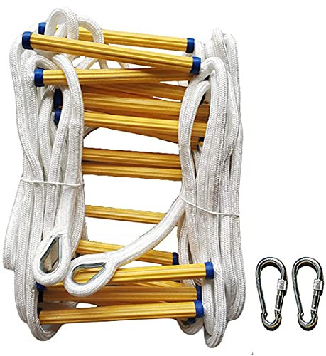 PNAJFUEL Sicherheitsleiter, Strickleiter Feuerleitern, Feuerfeste Fluchtleiter Rettungsleiter, Strickleiter Mehrzweckleiter Notleiter Mit Karabinern/5M(16.4Ft)
