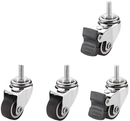 WANGSHAOWEI MöBelrollen 1 Kleine Lenkrollen, Profil-Lenkrollen mit Bremsen - 4er-Set, Keine Bodenspuren, leise Lenkrollen - Mini-Räder for Einkaufswagen Rollen FüR MöBel(M6x15mm Type 3)