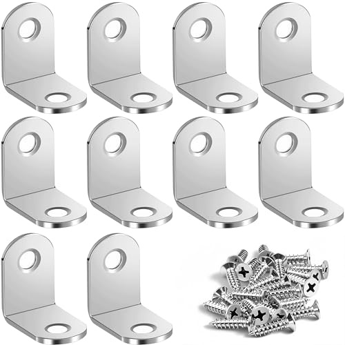 Acooruiteng Angle Brackets L Brackets Heavy Duty Corner Bracket L Shaped Bracket 25 x 25mm Right AngleBracket with Screws for Furniture Desk Table Shelf 10Pcs