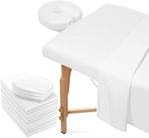 Ensemble de 6 Draps Réutilisables pour Table de Massage, 2 Ensembles de Draps en Microfibre Douce pour Lit de Massage en Gros, Comprenant un Housse de Table de Massage, un Drap Housse Ajusté et un Cou