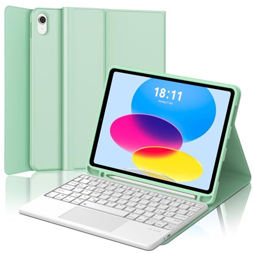 Tastiera con Trackpad per iPad A16 11 Generazione 2025/10 Generazione 10.9 2022, Italiano QWERTY Tastiera Bluetooth Magnetica Staccabile con Touchpad per iPad 10/11 Generazione, Verde chiaro