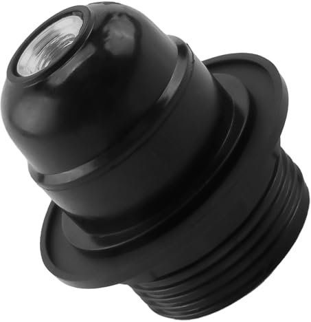 Edison Screw ES E27 Lamp Holder,Light Bulb Pendant Socket Deco E27 Screw Lampholder Fitting in Black Ceiling Table Lamp Fittings with 10mm Threaded Entry,Shade Ring,Safety Lock (Single Unit)
