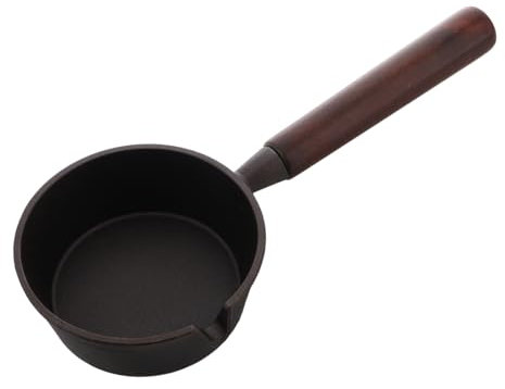 MUCKLILY Poêle à Œufs Fonte Petite avec Manche Bois pour Omelettes Sandwichs Œufs et Crêpes Cuisson