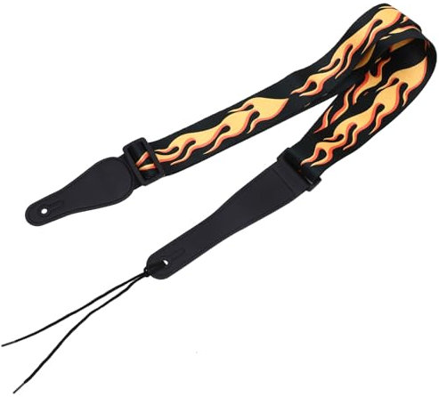 WESIEVYA Flammen-gitarrengurt Verstellbarer Gepolsterter Schultergurt Für Bassgitarre Gitarre Leicht Für Live-auftritte Bequem Beim Langen Spielen Auffälliges Design