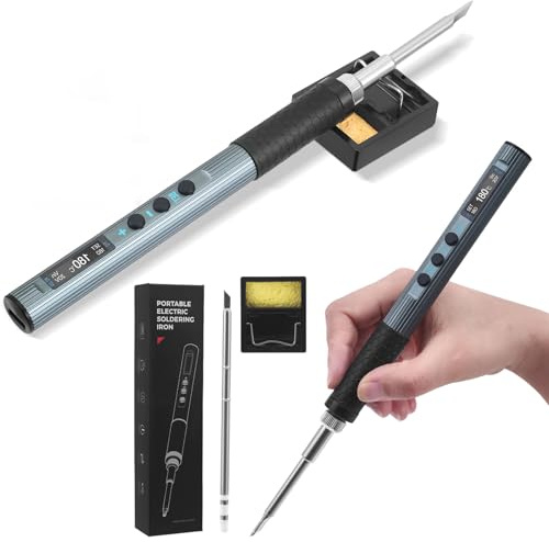 Nastopee T12 Präzisions Lötkolben Set,kabelloser Lötkolben Set mit Einstellbar 100-450°C, 65W GaN Ladekopf,USB C Kabel Soldering Iron Kompakt und leicht zu transportieren