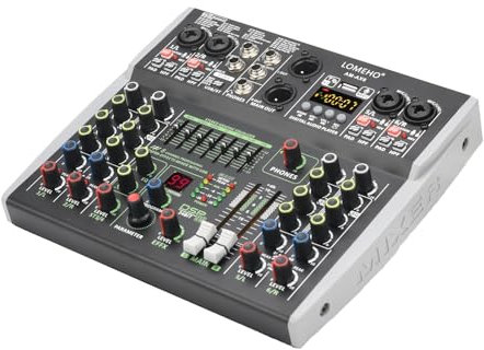 Mesa de Mezclas, Consola de mezclas de 6 canales con Bluetooth, ecualizador de 7 bandas, mezclador de sonido, 48 V, 99 efectos DSP, USB, PC, profesional, AM-AX6