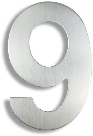 6/8/12 Inch Floating House Numbers Modern Metal Stainless Steel Door Number Silver/Black Mailbox Address Sign with Screws, for Wall Decor Apartment Garden Yard Hotel Cafe Office Street(Silver 9,12In)