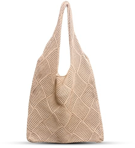 SUNNIFLY Tote Bag, Sac de Plage Femme Punto Calado Vintage, Amplio y Transpirable, Ideal para las Vacaciones y las Compras