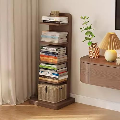 OWOHYG 5-Stufige Holzleiter – Schmaler Vintage-Bücherständer Für Schlafzimmer Und Wohnzimmer, Stilvolles Lagerregal Für Zuhause, Platzsparende Bücherregale Und Schränke, Walnuss, 34,5 X 30 X 87 cm